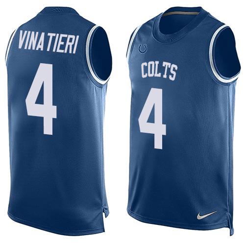 Nike Colts #4 Adam Vinatieri Royal Blue Team Color Men's Stitched NFL Limited Tank Top Jersey - Click Image to Close